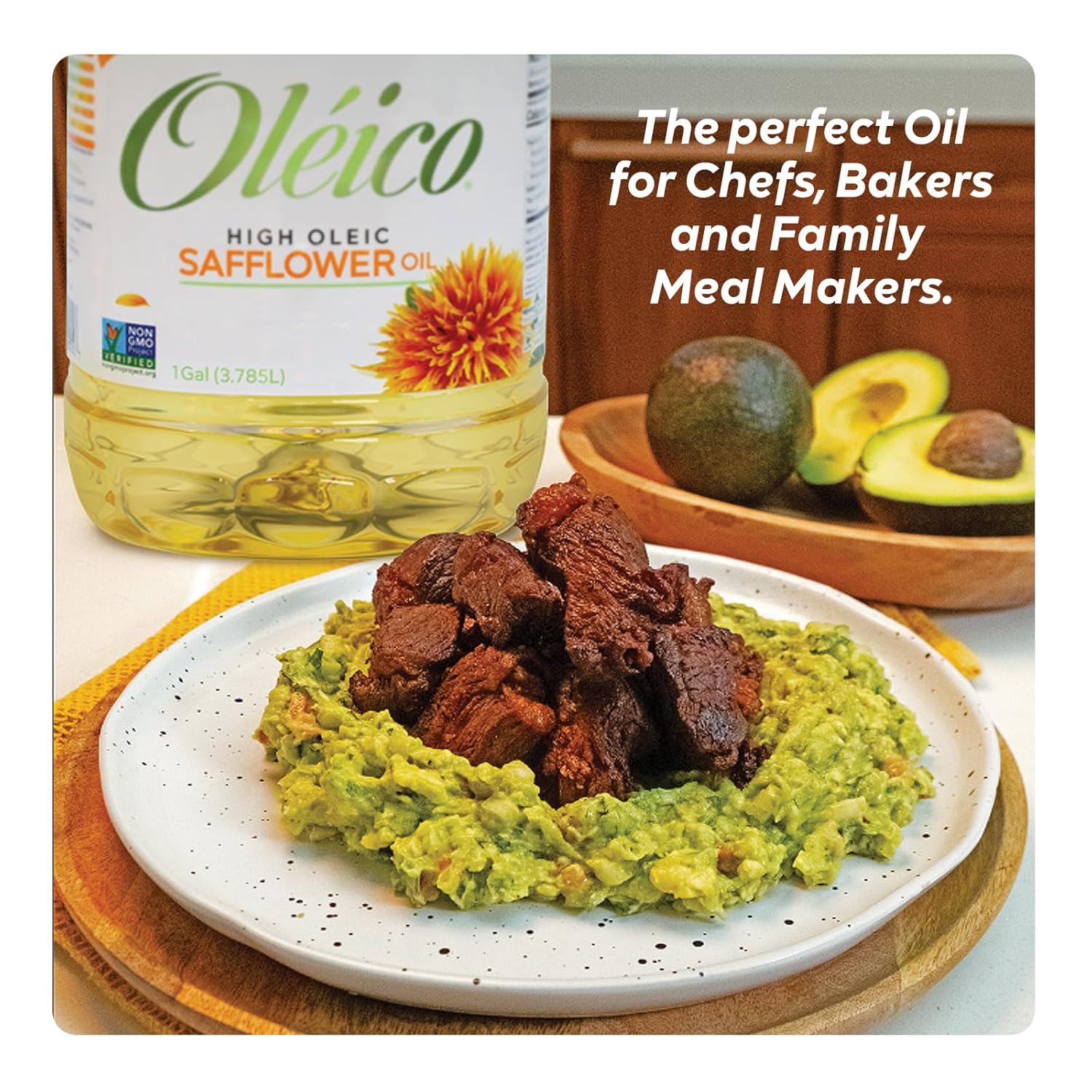 Oleico - High Oleic, Non GMO Certified, Kosher Verified, Expeller Pressed, High Heat Stable Safflower Oil, Bottle of 1 Gallon (128 fl. oz.)7