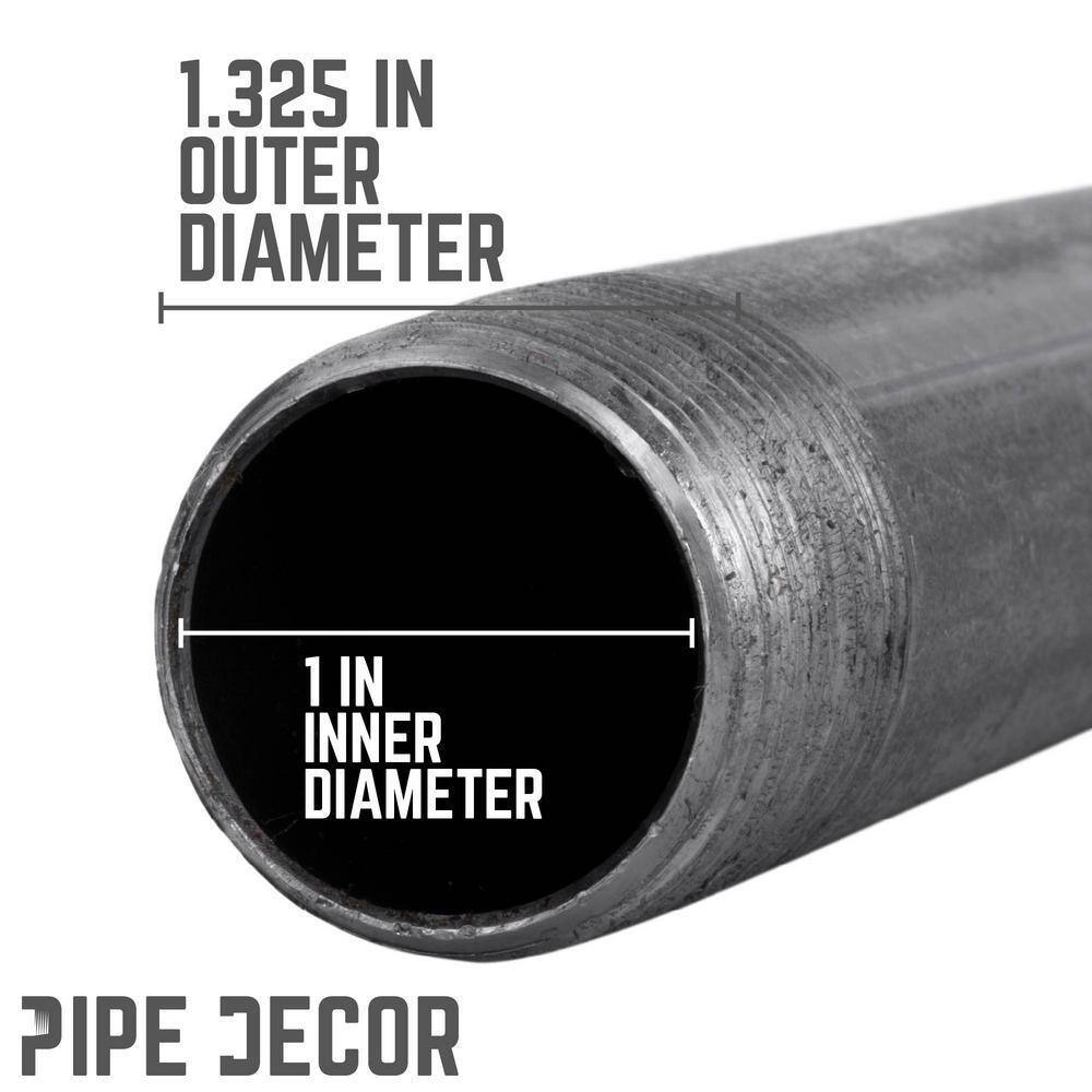 PIPE DECOR 362 PD1X60-4 1 in. x 60 in. Black Industrial Steel Grey Plumbing Pipe (4-Pack)11