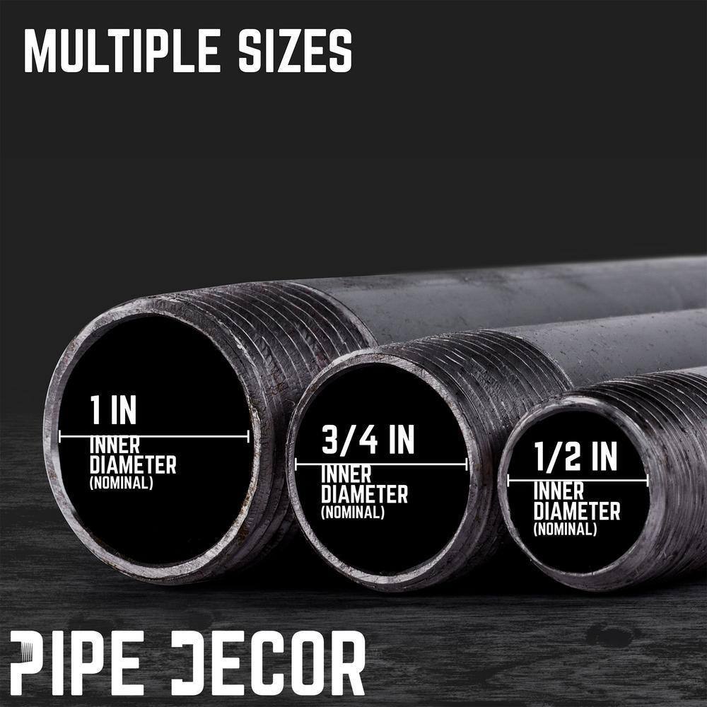 PIPE DECOR 362 PD1X60-4 1 in. x 60 in. Black Industrial Steel Grey Plumbing Pipe (4-Pack)12