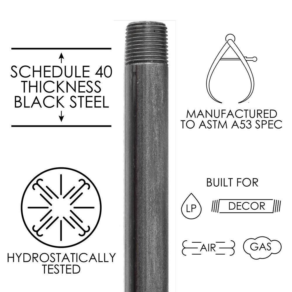 PIPE DECOR 362 PD1X60-4 1 in. x 60 in. Black Industrial Steel Grey Plumbing Pipe (4-Pack)2