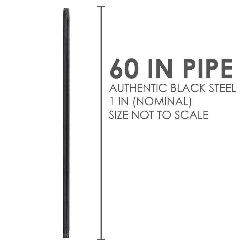 PIPE DECOR 362 PD1X60-4 1 in. x 60 in. Black Industrial Steel Grey Plumbing Pipe (4-Pack)7