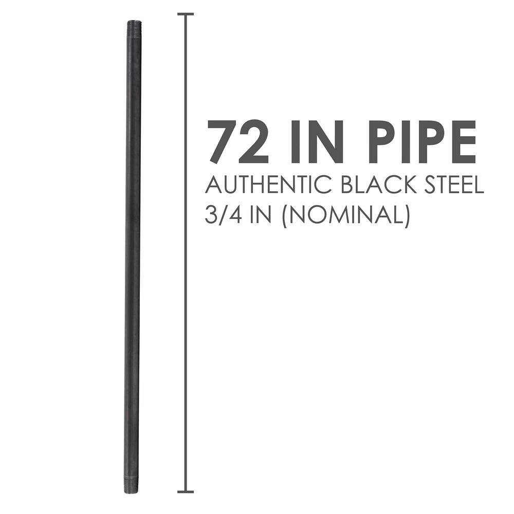 PIPE DECOR 362 PD34X72-4 3 4 in. x 72 in. Industrial Steel Grey Plumbing Pipe in Black (4-Pack)4