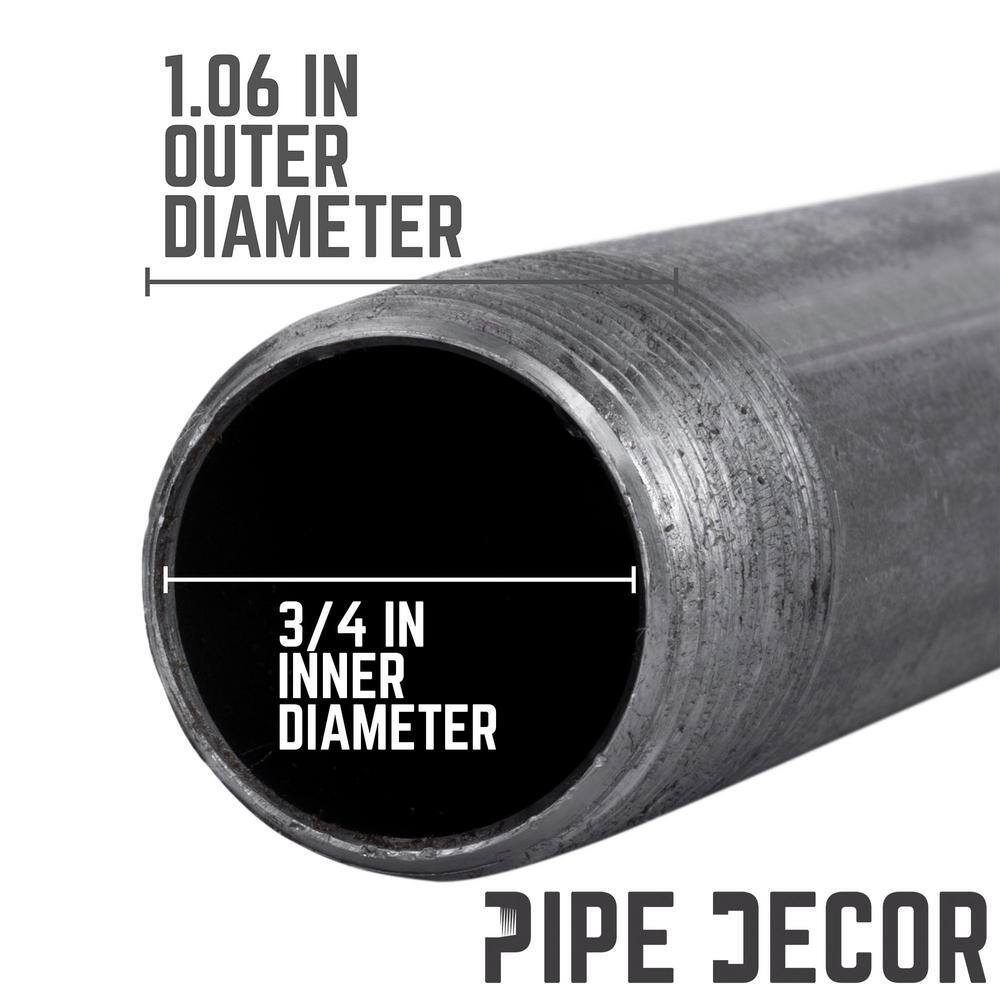 PIPE DECOR 362 PD34X72-4 3 4 in. x 72 in. Industrial Steel Grey Plumbing Pipe in Black (4-Pack)9