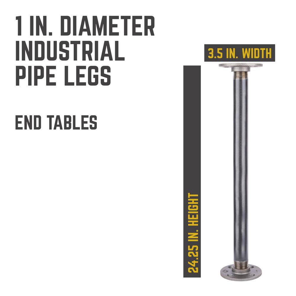 PIPE DECOR 365 PD1X24F-LEG 1 in. x 2 ft. L Black Steel Pipe and Flange Table Leg Kit (Set of 4)5