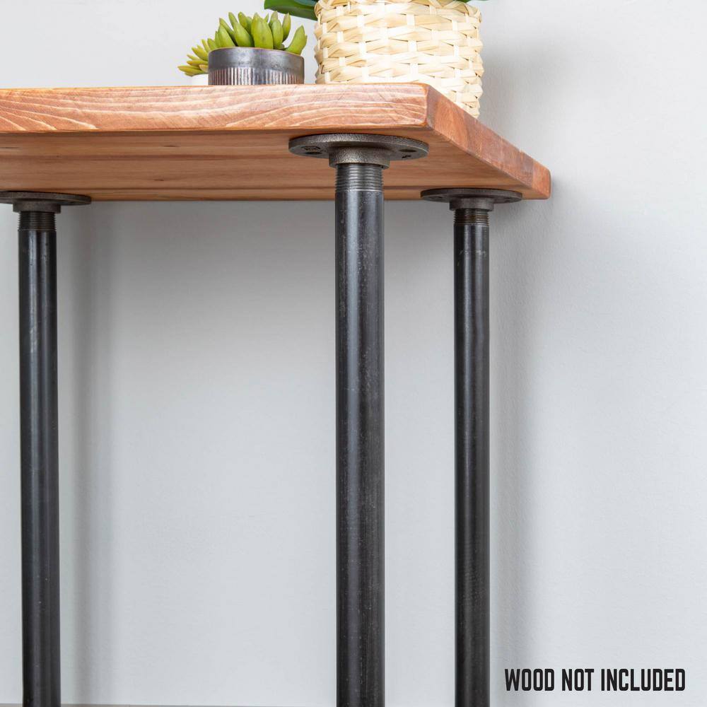 PIPE DECOR 365 PD1X24F-LEG 1 in. x 2 ft. L Black Steel Pipe and Flange Table Leg Kit (Set of 4)7