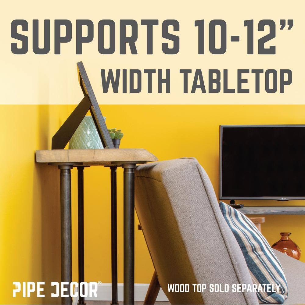 PIPE DECOR 365 PD34CHL2PK 3 4 in. x 2.6 ft. H Black Steel Pipe Heavy Duty Industrial Pipe H Style Console Table Legs (2-Pack)0