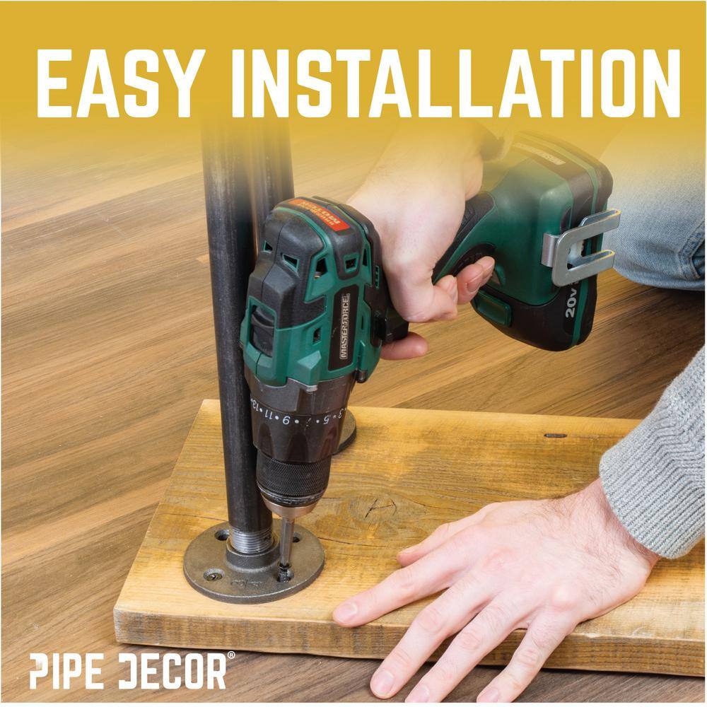 PIPE DECOR 365 PD34CHL2PK 3 4 in. x 2.6 ft. H Black Steel Pipe Heavy Duty Industrial Pipe H Style Console Table Legs (2-Pack)12