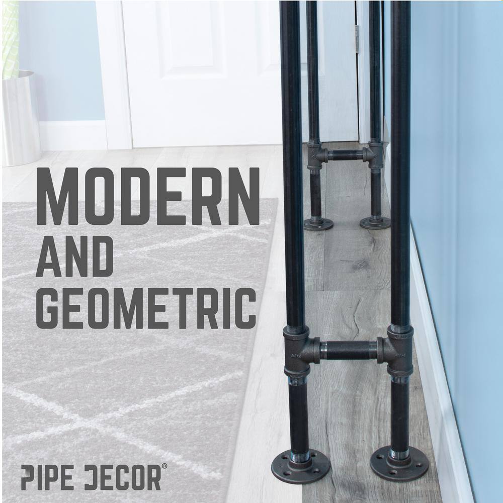 PIPE DECOR 365 PD34CHL2PK 3 4 in. x 2.6 ft. H Black Steel Pipe Heavy Duty Industrial Pipe H Style Console Table Legs (2-Pack)7