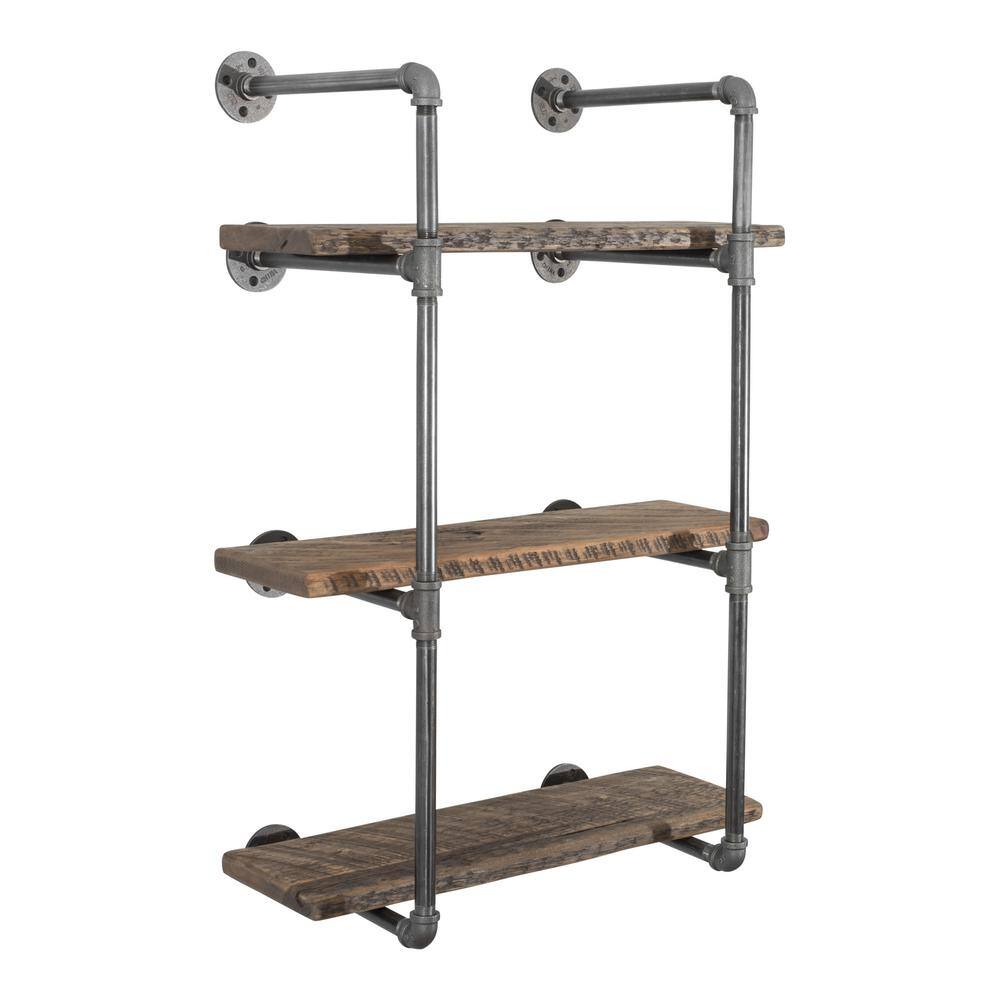 PIPE DECOR 365 PD3TIER 1 2 in. x 11.75 in. D x 35 in. H Black Steel Pipe Wall Mounted 3-Tier Shelf Kit PIPE DECOR 365 PD3TIER 1/2 in. x 11.75 in. D x 35 in. H Black Steel Pipe Wall Mounted 3-Tier Shelf Kit