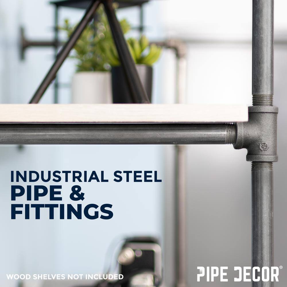 PIPE DECOR 365 PD3TIER 1 2 in. x 11.75 in. D x 35 in. H Black Steel Pipe Wall Mounted 3-Tier Shelf Kit156