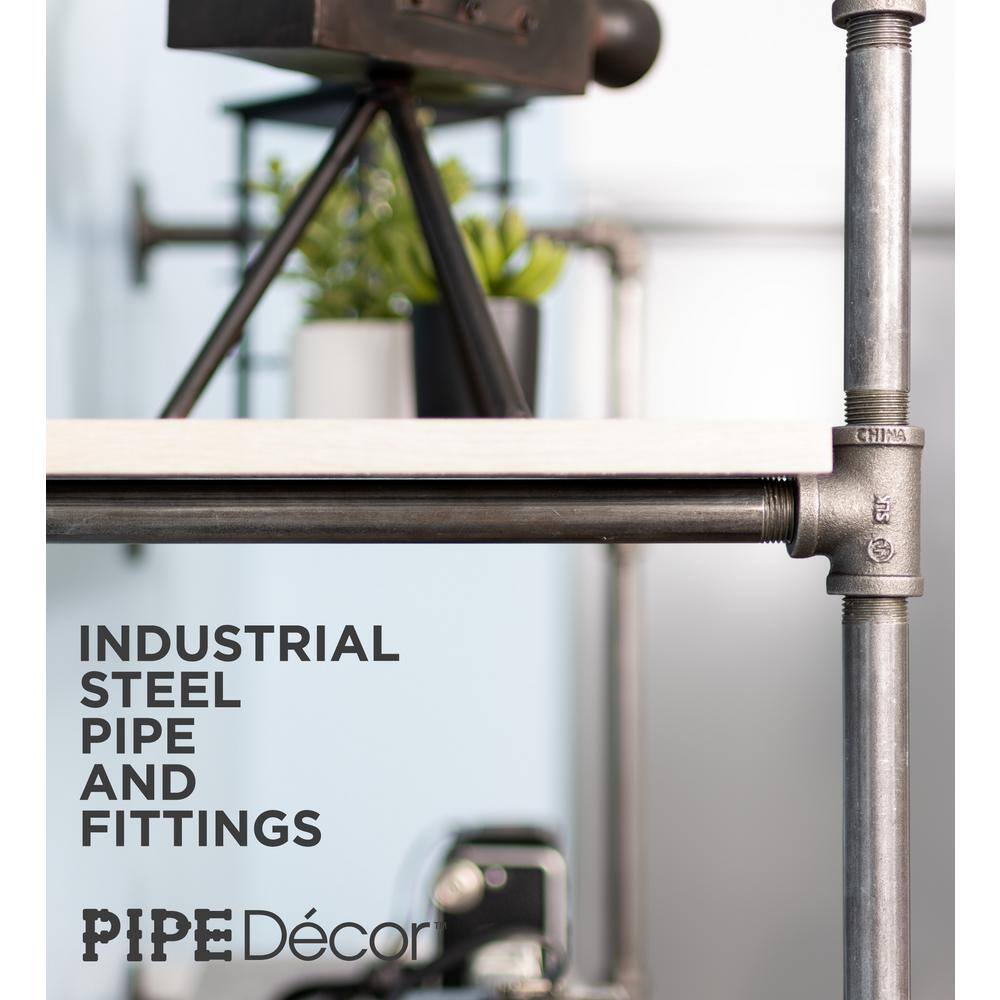 PIPE DECOR 365 PD4TIERFLMT 1 2 in. Black Steel Pipe 11.75 in. D x 72.5 in. H Floor Mounted 4-Tier Shelf Kit11