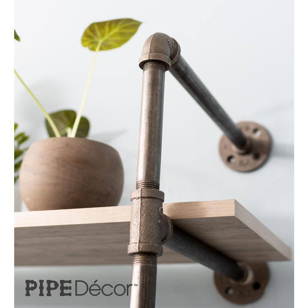 PIPE DECOR 365 PD4TIERFLMT 1 2 in. Black Steel Pipe 11.75 in. D x 72.5 in. H Floor Mounted 4-Tier Shelf Kit15