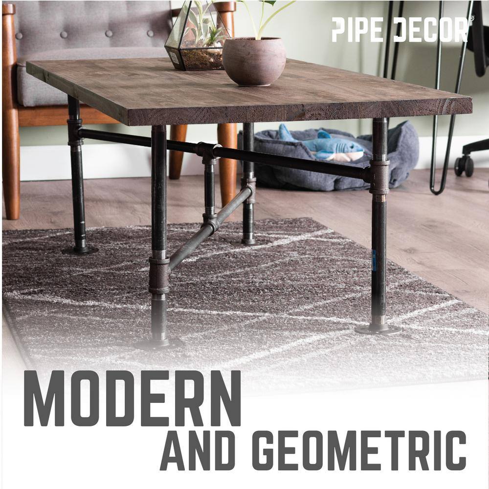 PIPE DECOR 365 PDCT20 3 4 in. x 3.5 ft. L x 18 in. H Black Steel Pipe Turnpike Design Coffee Table Kit5