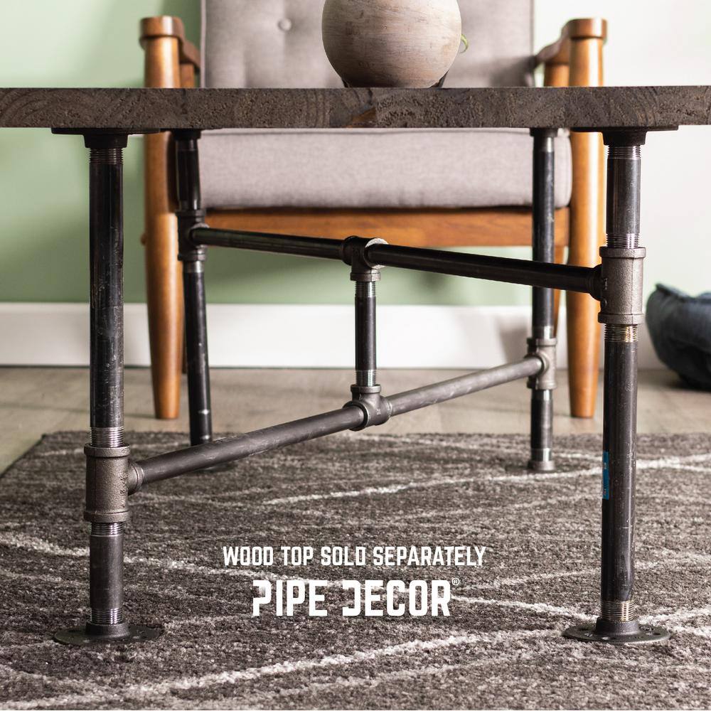 PIPE DECOR 365 PDCT20 3 4 in. x 3.5 ft. L x 18 in. H Black Steel Pipe Turnpike Design Coffee Table Kit6