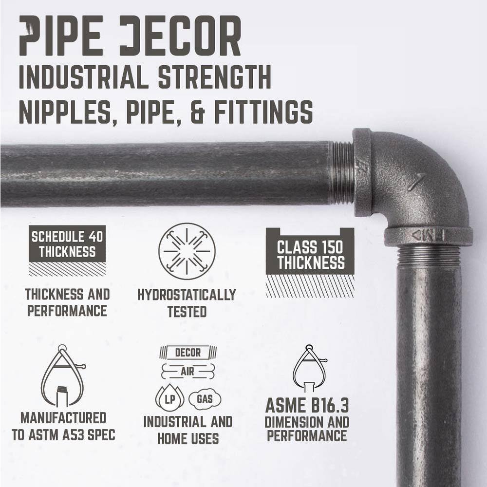 PIPE DECOR 365 PDDK20 3 4 in. Black Steel Pipe 3.75 ft. L x 31 in. H M Design Desk Kit1