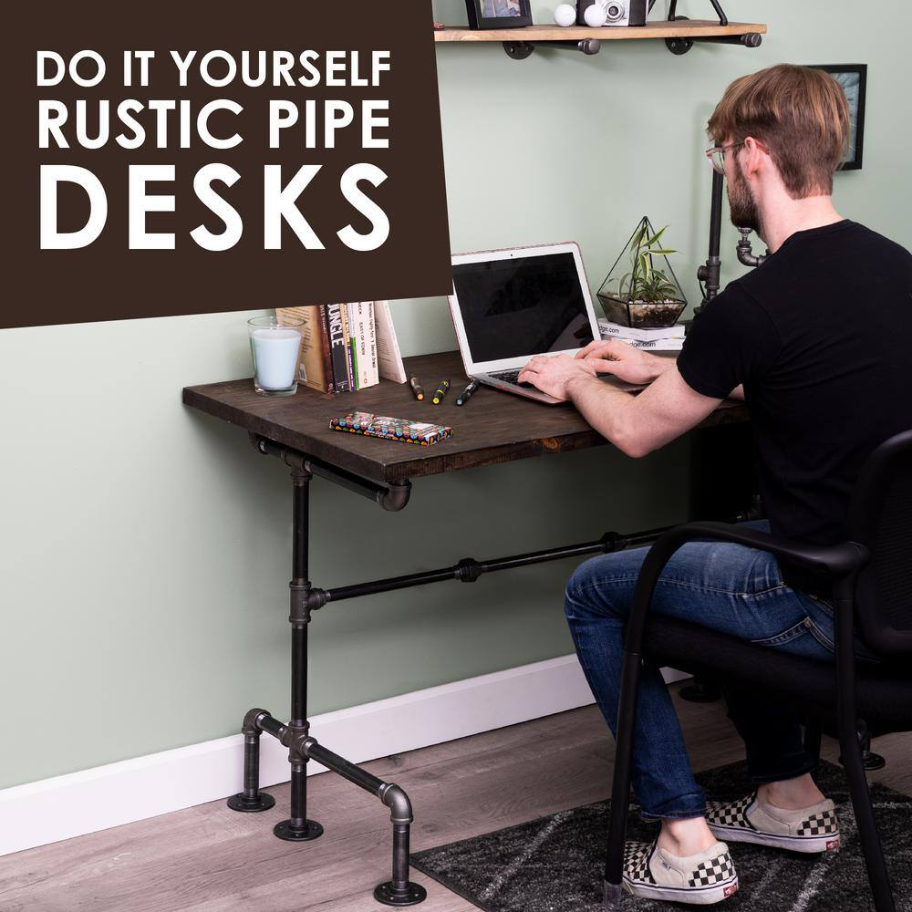 PIPE DECOR 365 PDDK20 3 4 in. Black Steel Pipe 3.75 ft. L x 31 in. H M Design Desk Kit11