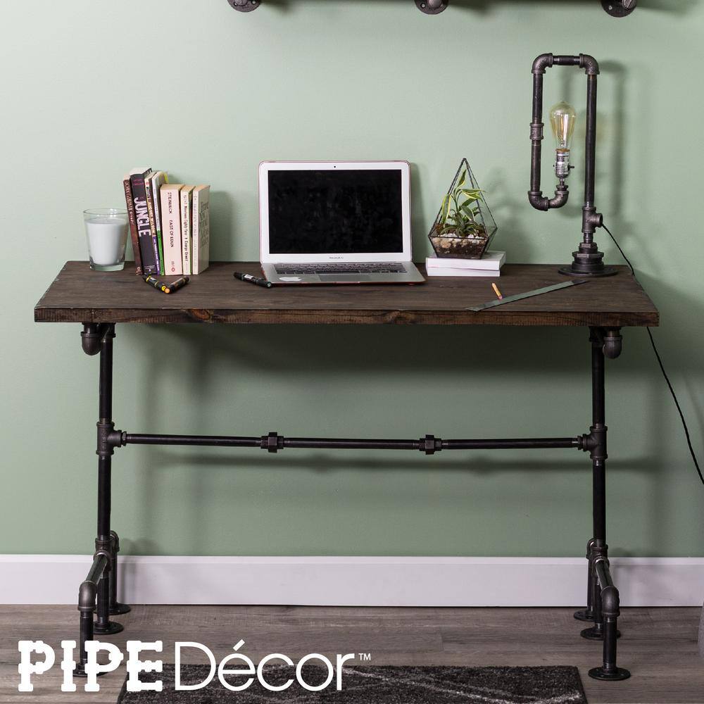 PIPE DECOR 365 PDDK20 3 4 in. Black Steel Pipe 3.75 ft. L x 31 in. H M Design Desk Kit2