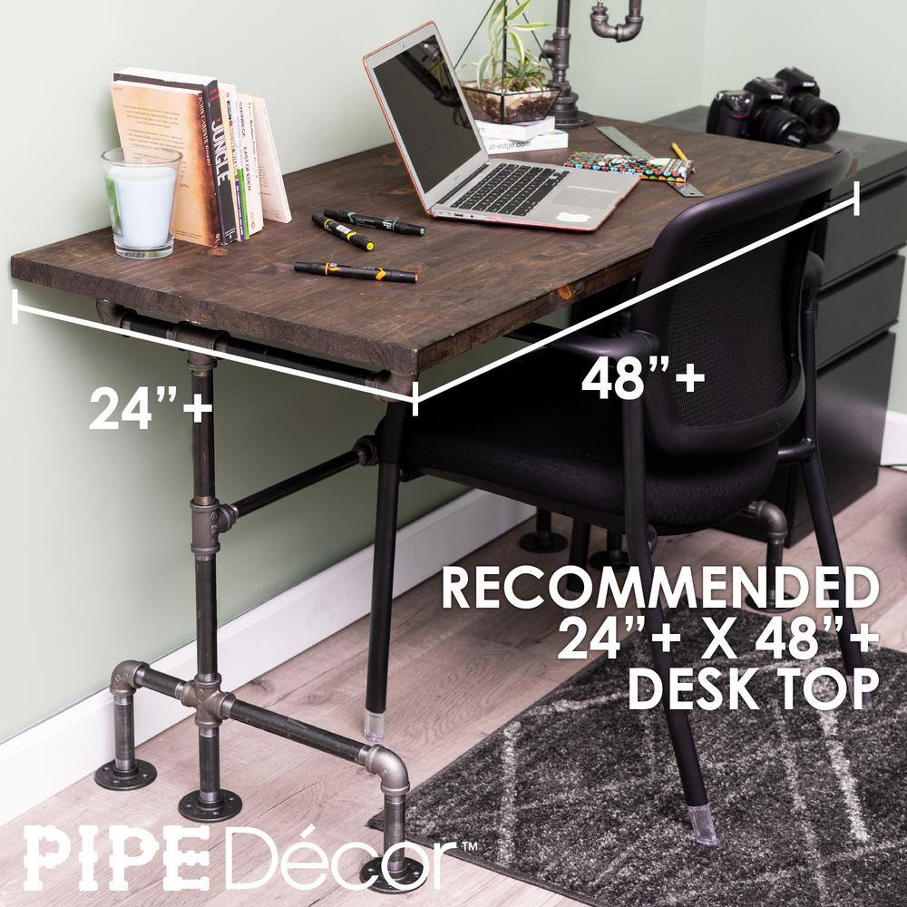 PIPE DECOR 365 PDDK20 3 4 in. Black Steel Pipe 3.75 ft. L x 31 in. H M Design Desk Kit3