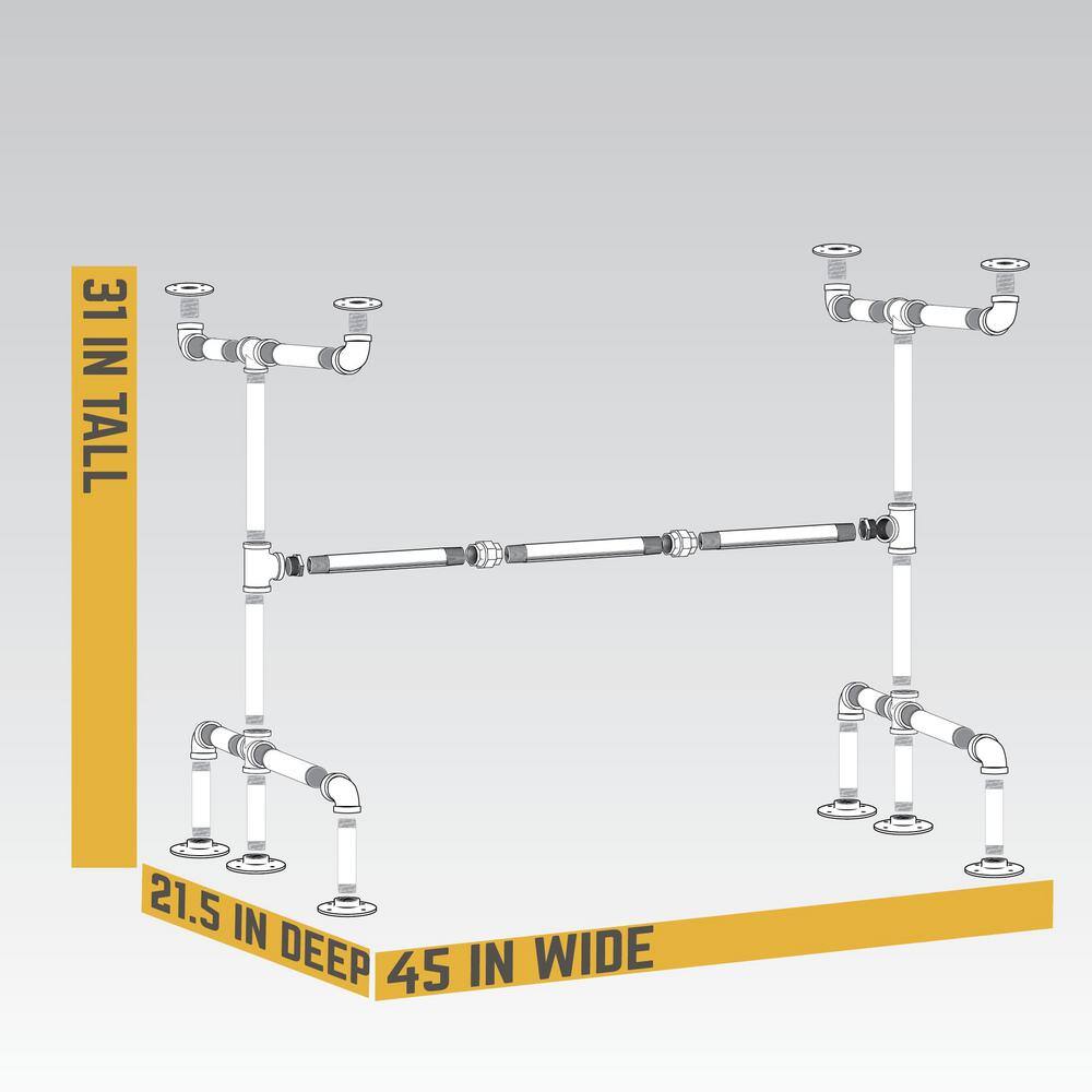 PIPE DECOR 365 PDDK20 3 4 in. Black Steel Pipe 3.75 ft. L x 31 in. H M Design Desk Kit4
