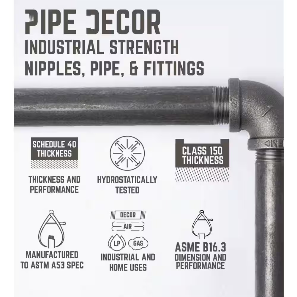 PIPE DECOR 365 PDET10 1 2 in. Black Pipe 16.5 in. W x 19.5 in. H H Design End Table Leg Kit1_11zon (1)