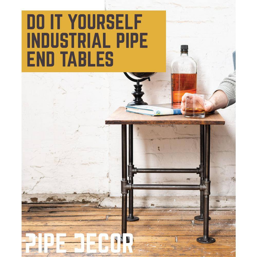 PIPE DECOR 365 PDET10 1 2 in. Black Pipe 16.5 in. W x 19.5 in. H H Design End Table Leg Kit4