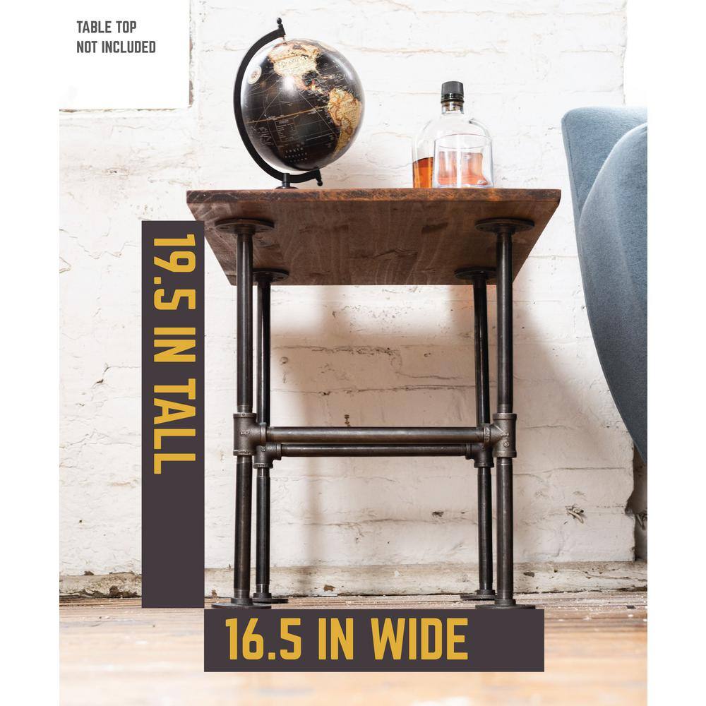 PIPE DECOR 365 PDET10 1 2 in. Black Pipe 16.5 in. W x 19.5 in. H H Design End Table Leg Kit6