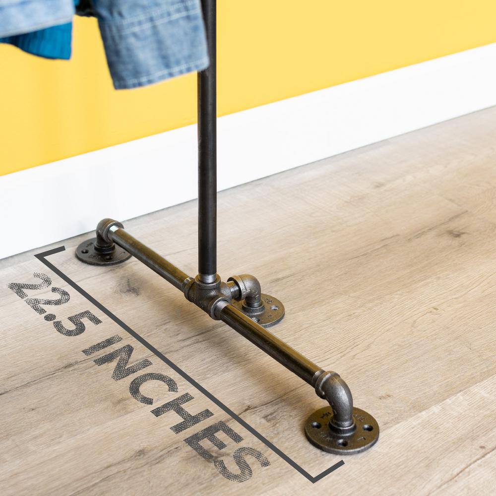 PIPE DECOR 365 PDFMW10 1 2 in. x 3.5 ft. L Black Pipe Freestanding Clothing Rack Kit8