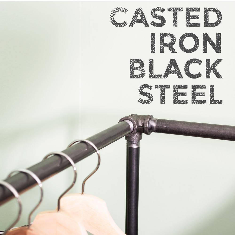 PIPE DECOR 365 PDFMW20 1 2 in. x 5 ft. L Black Pipe Corner Wall Mounted Clothing Rack Kit8