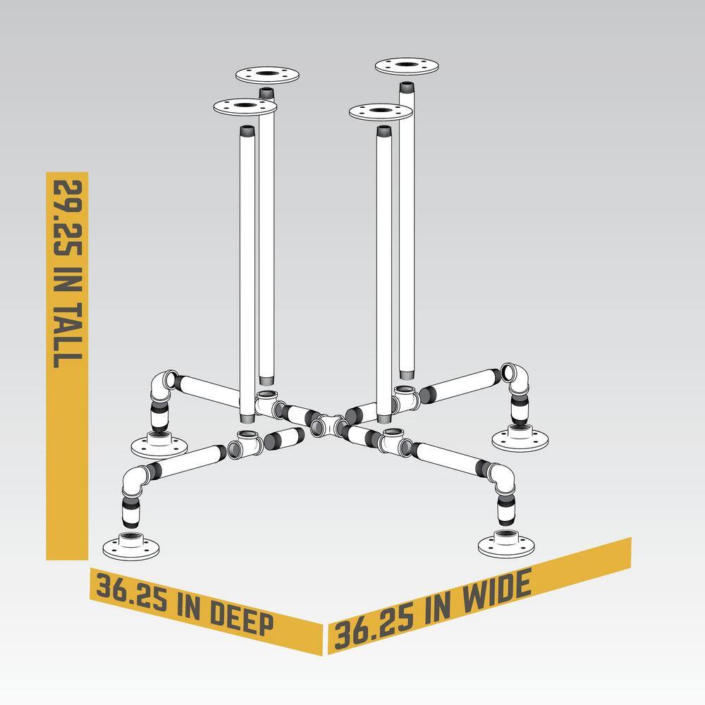 PIPE DECOR 365 PDKT3 3 4 in. Black Pipe 36.25 in. L x 29.25 in. H Blackjack Design Kitchen Table Kit1
