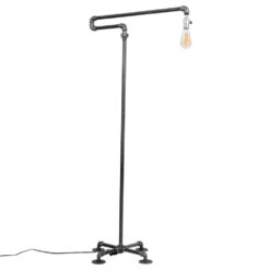 PIPE DECOR 365 PDLAMP6 1/2 in. Black Steel Pipe 56 in. H Extended Arm Floor Lamp Kit