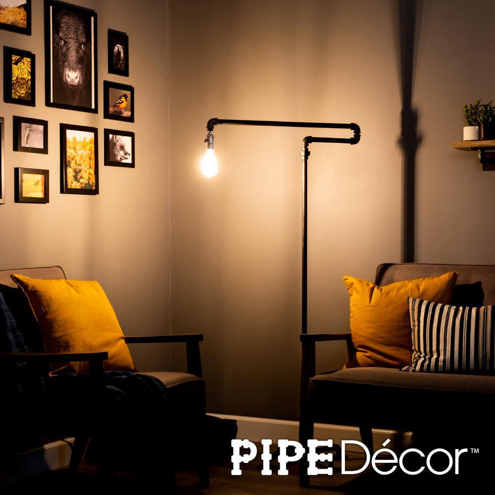 PIPE DECOR 365 PDLAMP61 2 in. Black Steel Pipe 56 in. H Extended Arm Floor Lamp Kit1