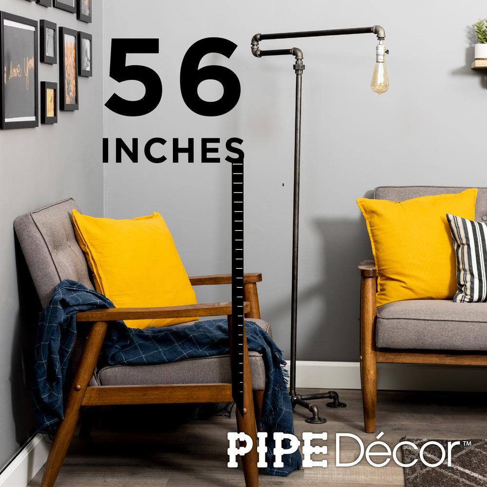 PIPE DECOR 365 PDLAMP61 2 in. Black Steel Pipe 56 in. H Extended Arm Floor Lamp Kit2