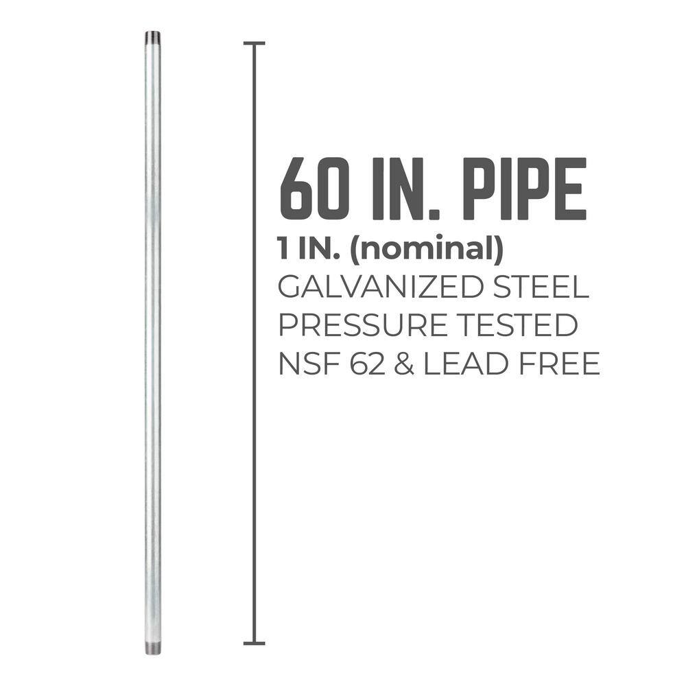 PIPE DECOR PDG P1X60-4 1 in. x 5 ft. Galvanized Steel Pipe (4-Pack)1