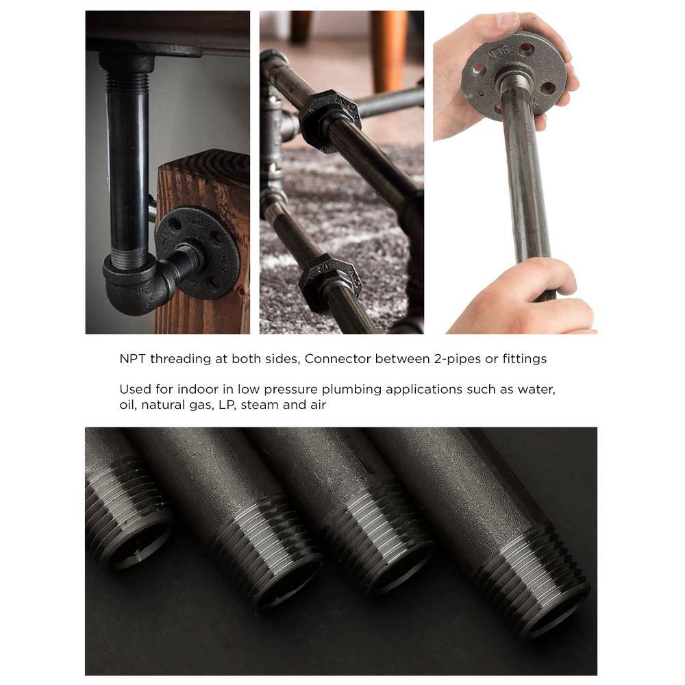 PLUMBFLEX 1124PBL-5 1-1 4 in. x 24 in. Black Steel Pipe (5-Pack)7