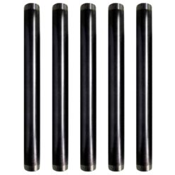 PLUMBFLEX 1536PBL-5 1-1/2 in. x 3 ft. Black Steel Pipe (5-Pack)