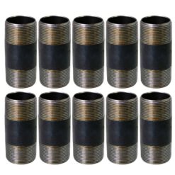 PLUMBFLEX 1560NPBL-10 Black Steel Pipe, 1-1/2 in. x 6 in. Nipple Fitting (10-Pack)