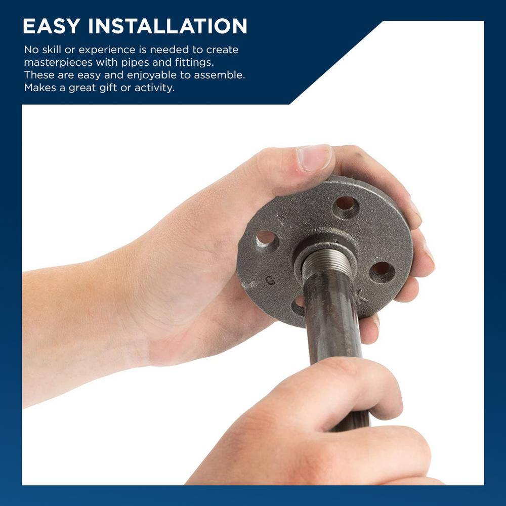 PLUMBFLEX 1560NPBL-10 Black Steel Pipe, 1-1 2 in. x 6 in. Nipple Fitting (10-Pack)4