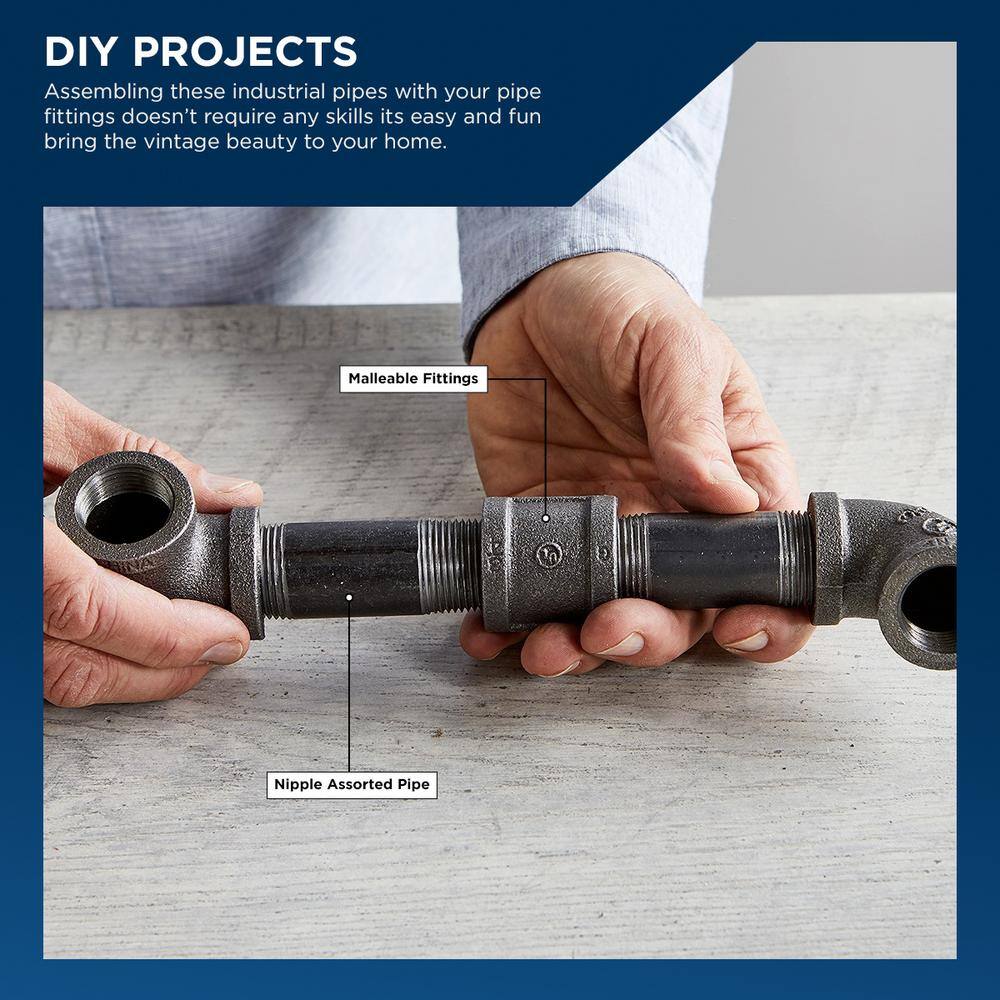 PLUMBFLEX 1560NPBL-10 Black Steel Pipe, 1-1 2 in. x 6 in. Nipple Fitting (10-Pack)5