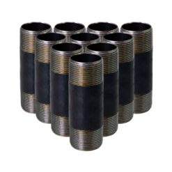 PLUMBFLEX 2060NPBL-10 Black Steel Pipe, 2 in. x 6 in. Nipple Fitting (Pack of 10)