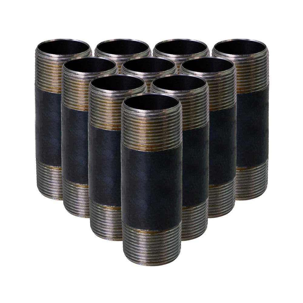 PLUMBFLEX 2060NPBL-10 Black Steel Pipe, 2 in. x 6 in. Nipple Fitting (Pack of 10) PLUMBFLEX 2060NPBL-10 Black Steel Pipe, 2 in. x 6 in. Nipple Fitting (Pack of 10)