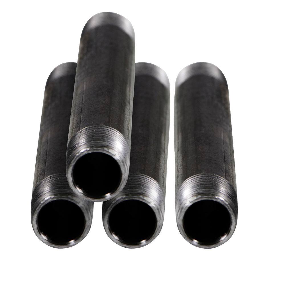 PLUMBFLEX 2510NPBL-4 Black Steel Pipe, 2-1 2 in. x 10 in. Nipple Fitting (Pack of 4)4