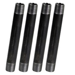 PLUMBFLEX 3012NPBL-4 Black Steel Pipe, 3 in. x 12 in. Nipple Fitting (4-Pack)