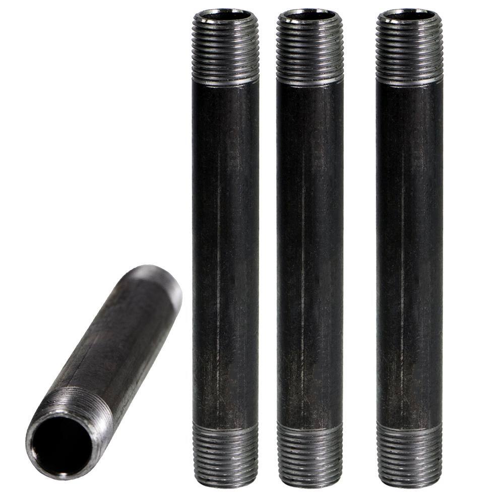 PLUMBFLEX 3012NPBL-4 Black Steel Pipe, 3 in. x 12 in. Nipple Fitting (4-Pack)8