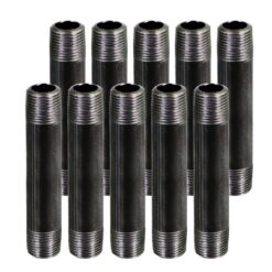 PLUMBFLEX 3060NPBL-10 Black Steel Pipe, 3 in. x 6 in. Nipple Fitting (Pack of 10)