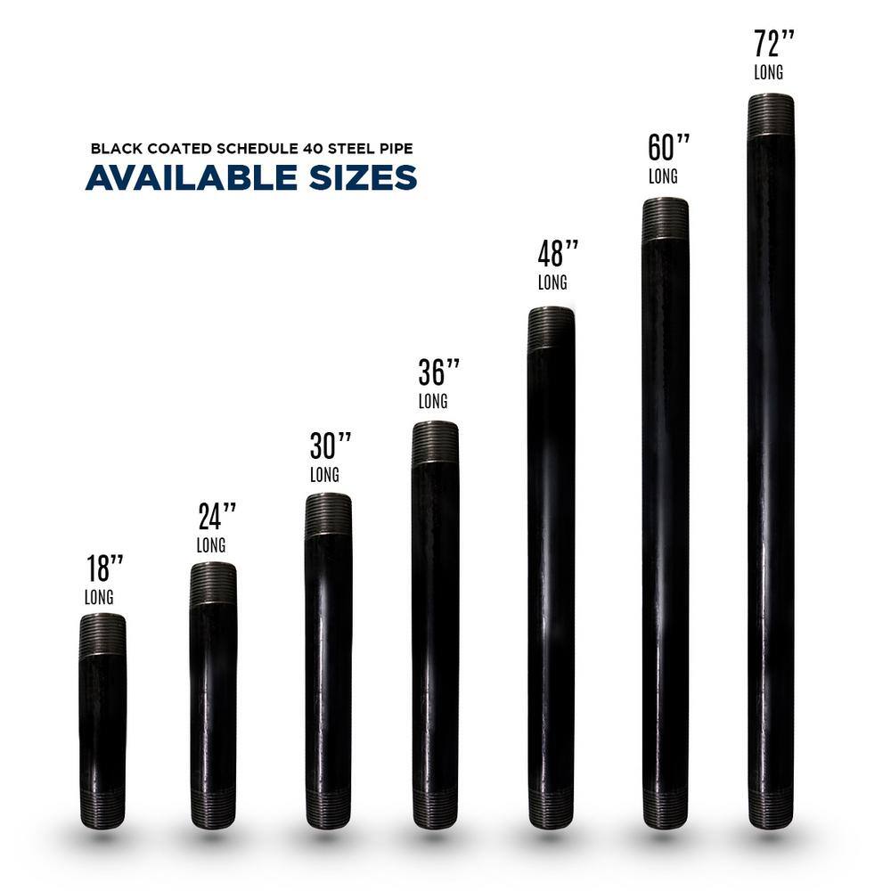 PLUMBFLEX 3460PBL-N-5 3 4 in. x 5 ft. Black Steel Pipe (5-Pack)3