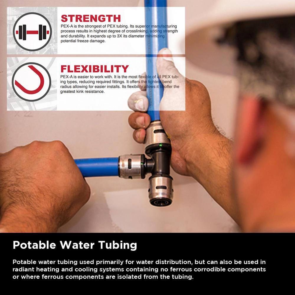 PLUMBFLEX A-PFW-B1300 1 in. x 300 ft. Blue Polyethylene Tubing PEX A Non-Barrier Pipe and Tubing for Potable Water11