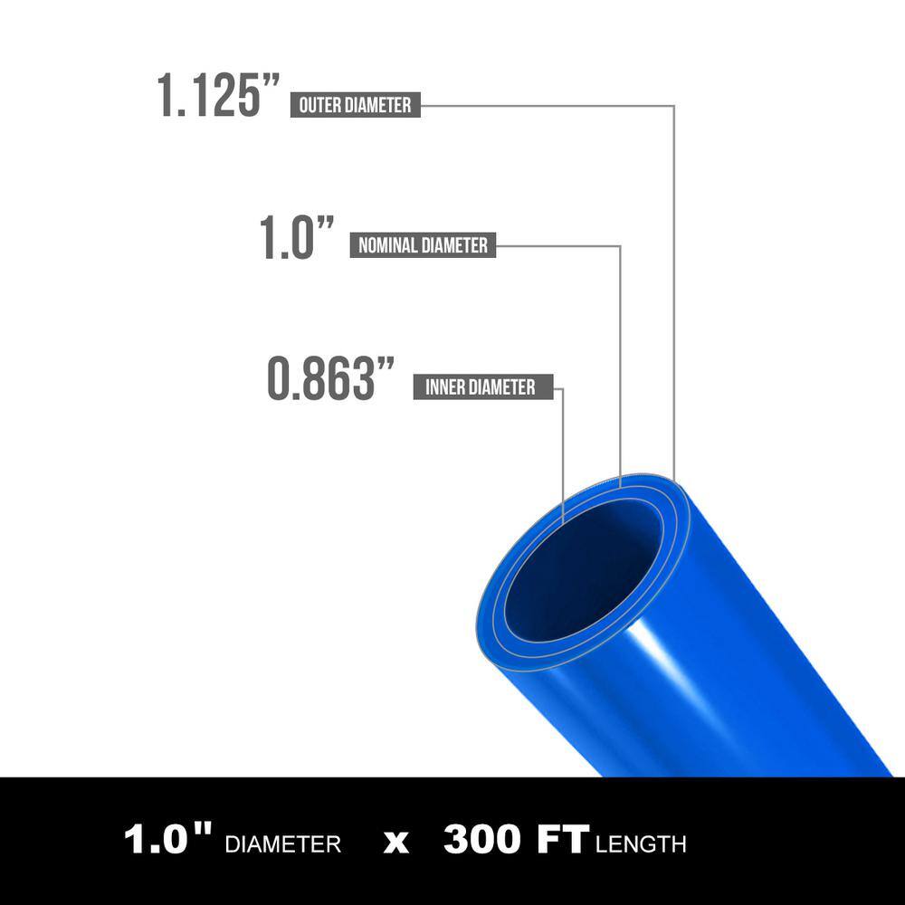 PLUMBFLEX A-PFW-B1300 1 in. x 300 ft. Blue Polyethylene Tubing PEX A Non-Barrier Pipe and Tubing for Potable Water7
