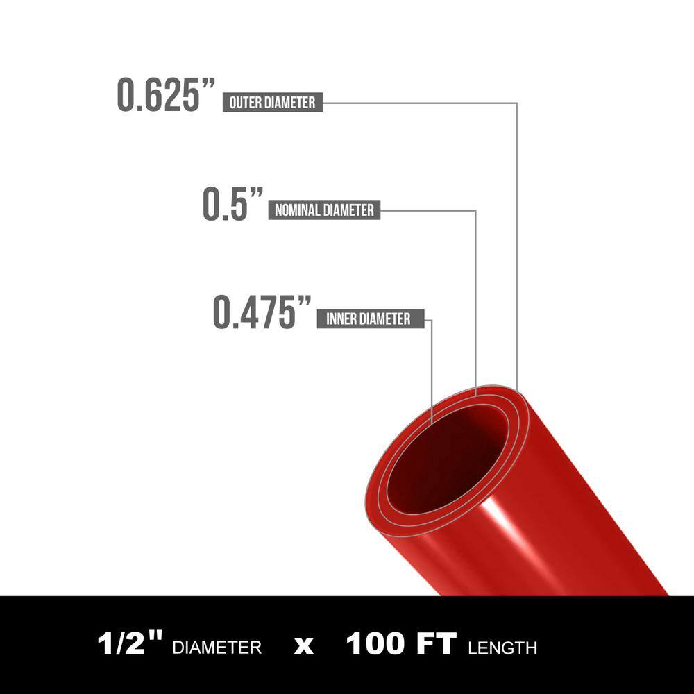PLUMBFLEX POBR12100 1 2 in. x 100 ft. PEX Tubing Oxygen Barrier Radiant Heating Pipe in Red2