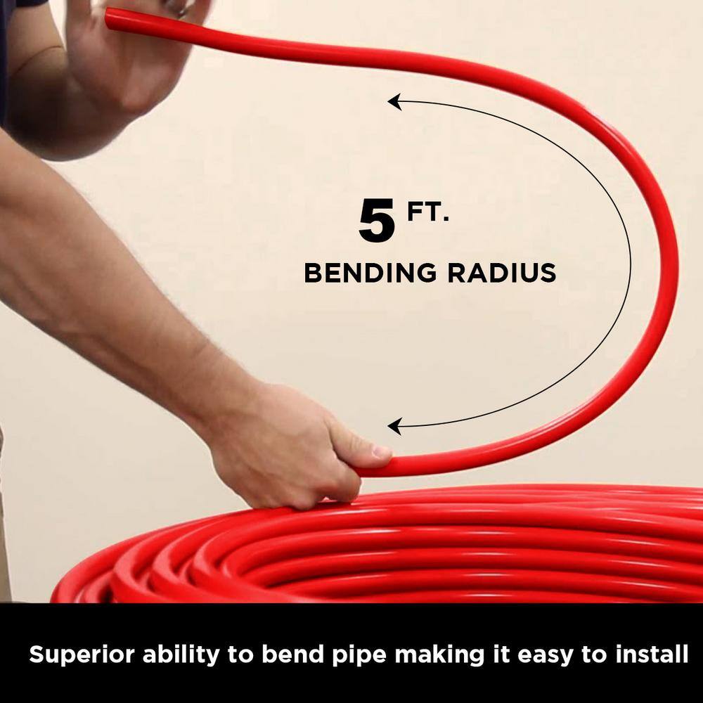 PLUMBFLEX POBR12100 1 2 in. x 100 ft. PEX Tubing Oxygen Barrier Radiant Heating Pipe in Red5