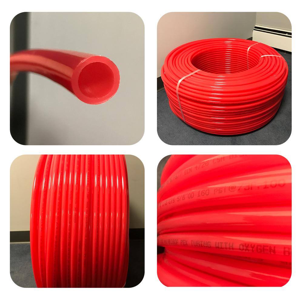 PLUMBFLEX POBR38100 3 8 in. x 100 ft. PEX-B Tubing Oxygen Barrier Radiant Heating Pipe in Red1